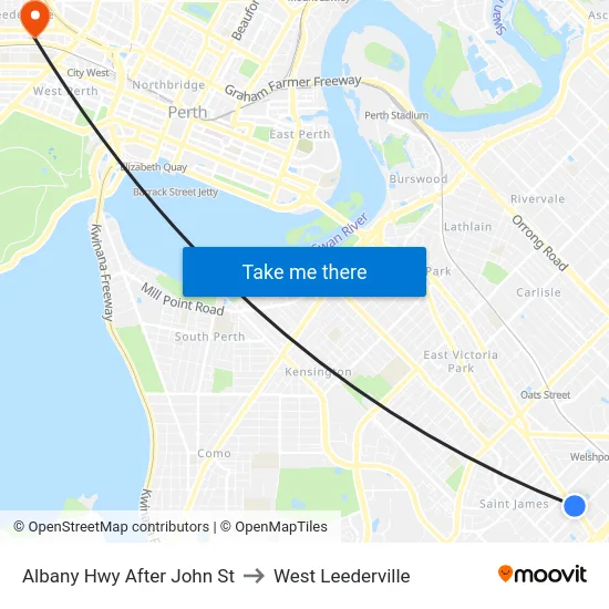 Albany Hwy After John St to West Leederville map