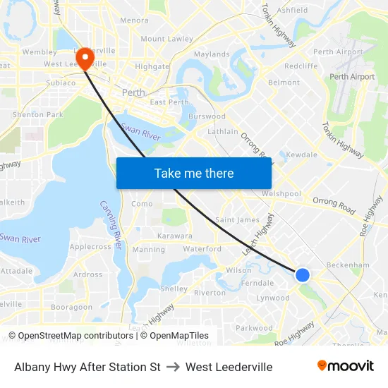 Albany Hwy After Station St to West Leederville map