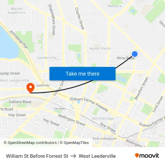 William St Before Forrest St to West Leederville map