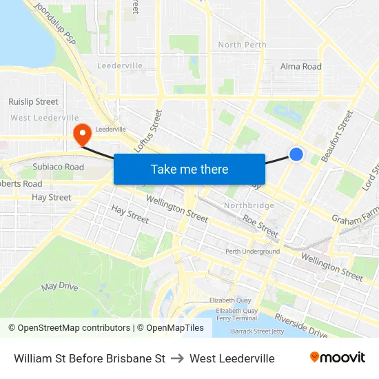 William St Before Brisbane St to West Leederville map