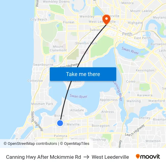 Canning Hwy After Mckimmie Rd to West Leederville map