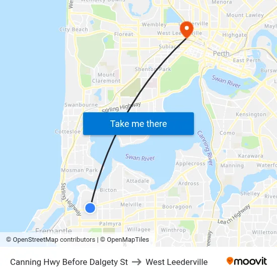 Canning Hwy Before Dalgety St to West Leederville map