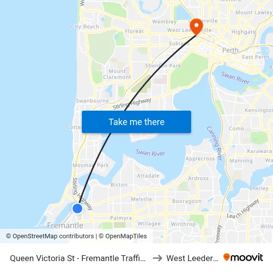Queen Victoria St - Fremantle Traffic Bridge to West Leederville map