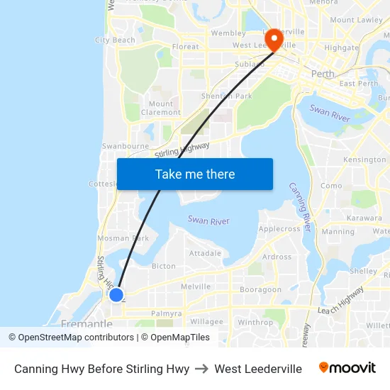 Canning Hwy Before Stirling Hwy to West Leederville map
