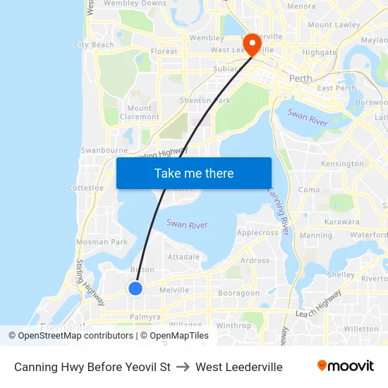 Canning Hwy Before Yeovil St to West Leederville map