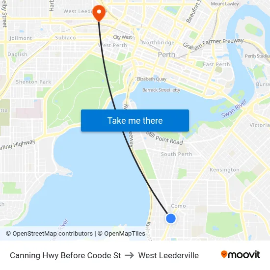 Canning Hwy Before Coode St to West Leederville map