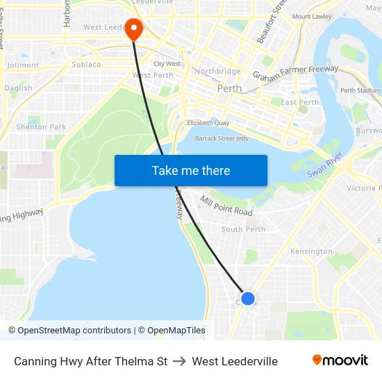 Canning Hwy After Thelma St to West Leederville map