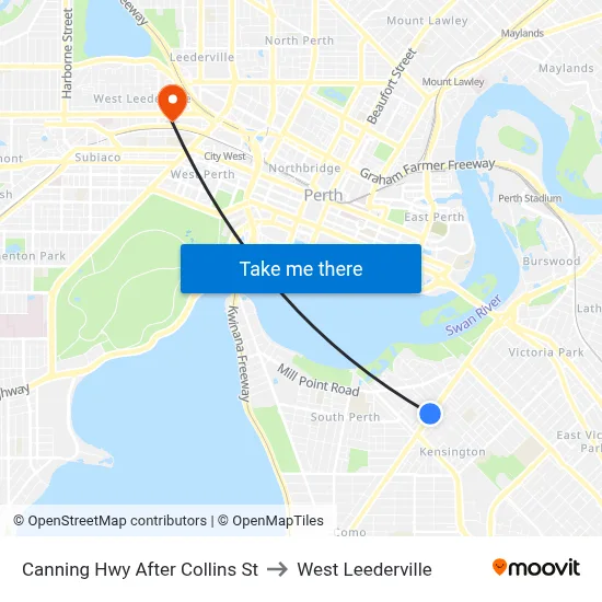 Canning Hwy After Collins St to West Leederville map