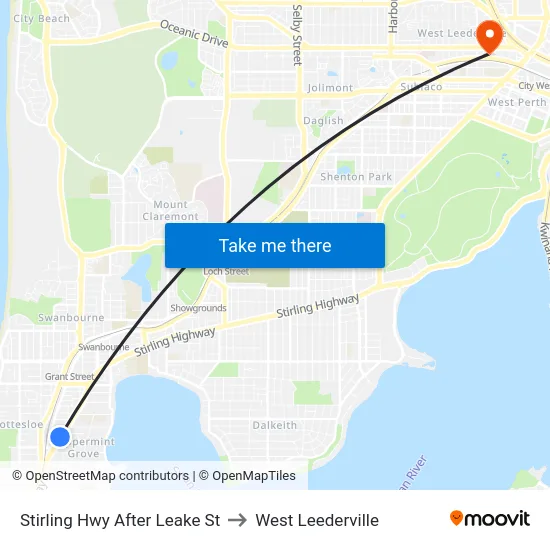 Stirling Hwy After Leake St to West Leederville map