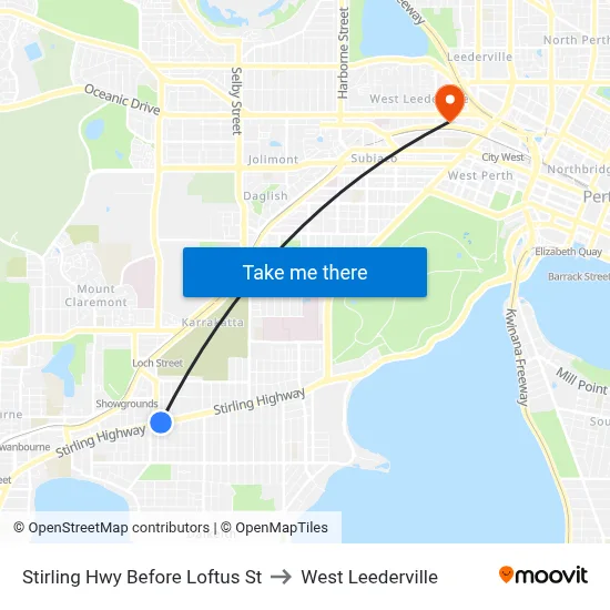 Stirling Hwy Before Loftus St to West Leederville map