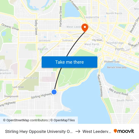 Stirling Hwy Opposite University Of Wa to West Leederville map