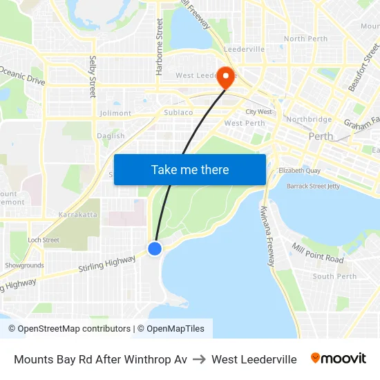 Mounts Bay Rd After Winthrop Av to West Leederville map