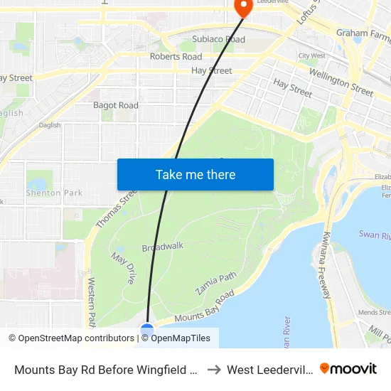Mounts Bay Rd Before Wingfield Av to West Leederville map