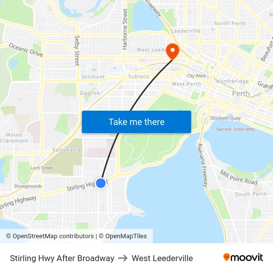 Stirling Hwy After Broadway to West Leederville map
