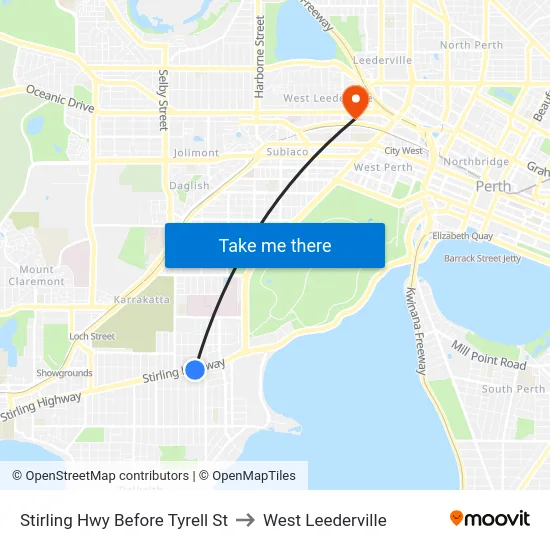 Stirling Hwy Before Tyrell St to West Leederville map