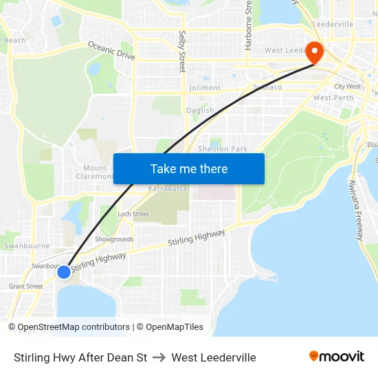 Stirling Hwy After Dean St to West Leederville map