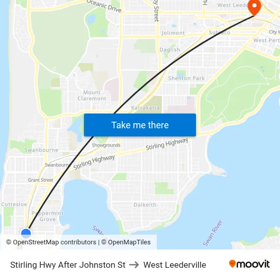 Stirling Hwy After Johnston St to West Leederville map
