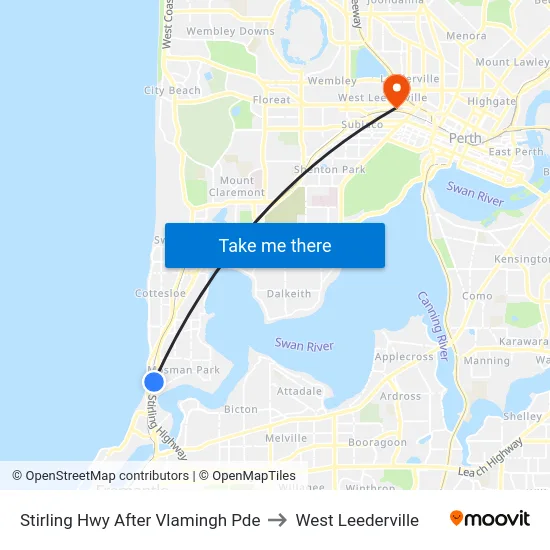 Stirling Hwy After Vlamingh Pde to West Leederville map