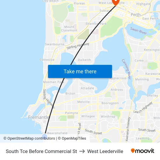 South Tce Before Commercial St to West Leederville map