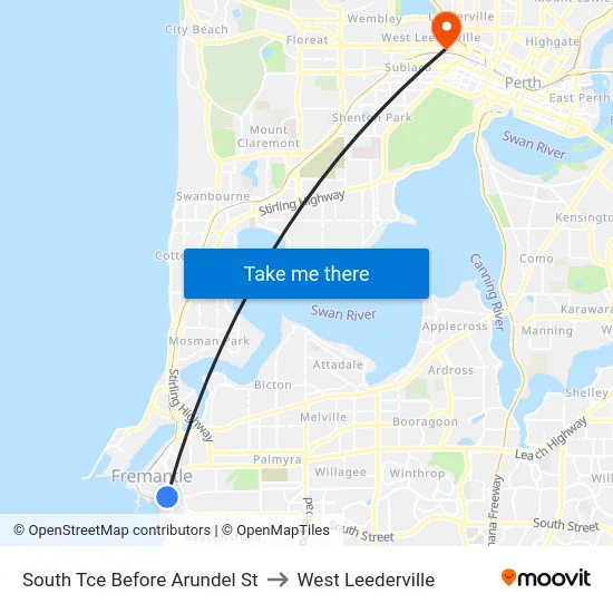South Tce Before Arundel St to West Leederville map