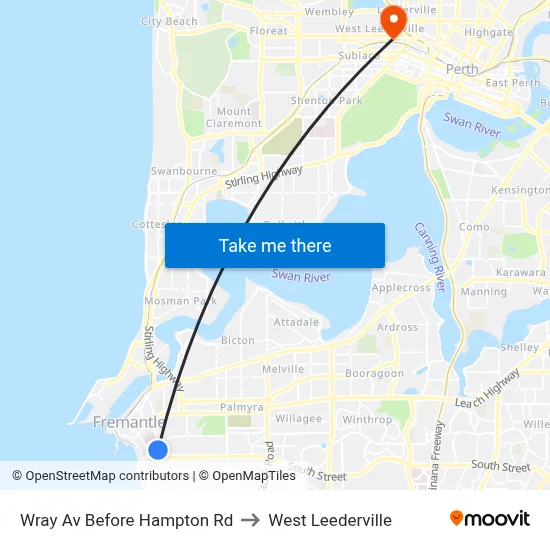 Wray Av Before Hampton Rd to West Leederville map