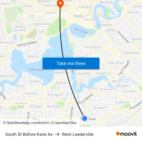 South St Before Karel Av to West Leederville map