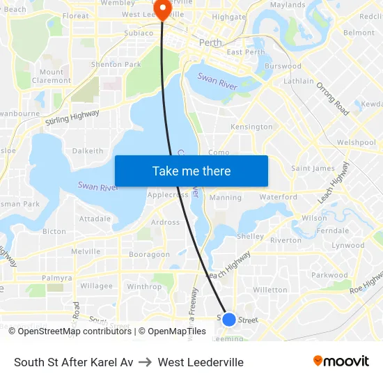 South St After Karel Av to West Leederville map