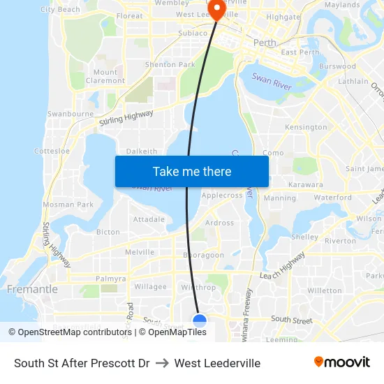 South St After Prescott Dr to West Leederville map