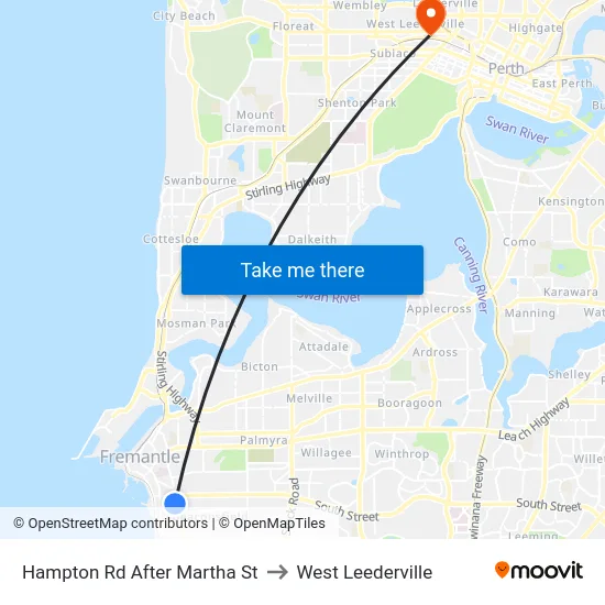 Hampton Rd After Martha St to West Leederville map