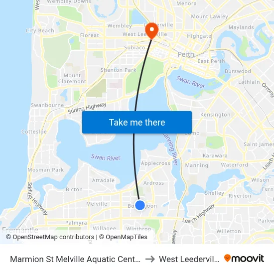 Marmion St Melville Aquatic Centre to West Leederville map