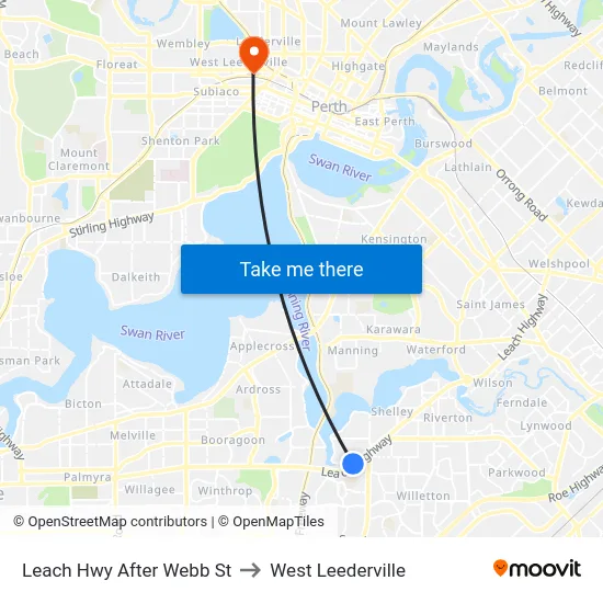 Leach Hwy After Webb St to West Leederville map