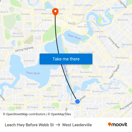 Leach Hwy Before Webb St to West Leederville map