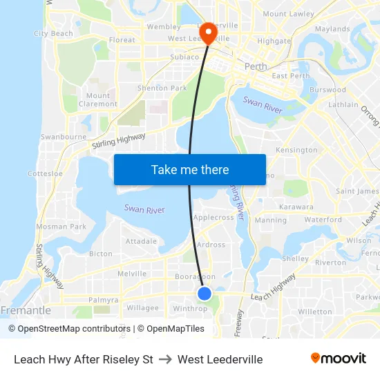 Leach Hwy After Riseley St to West Leederville map