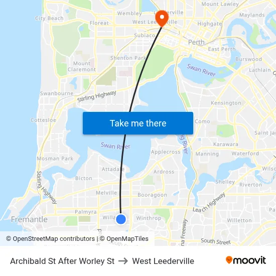 Archibald St After Worley St to West Leederville map