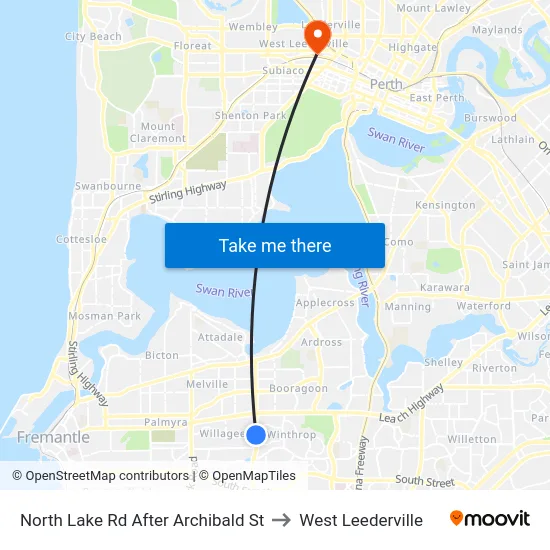 North Lake Rd After Archibald St to West Leederville map