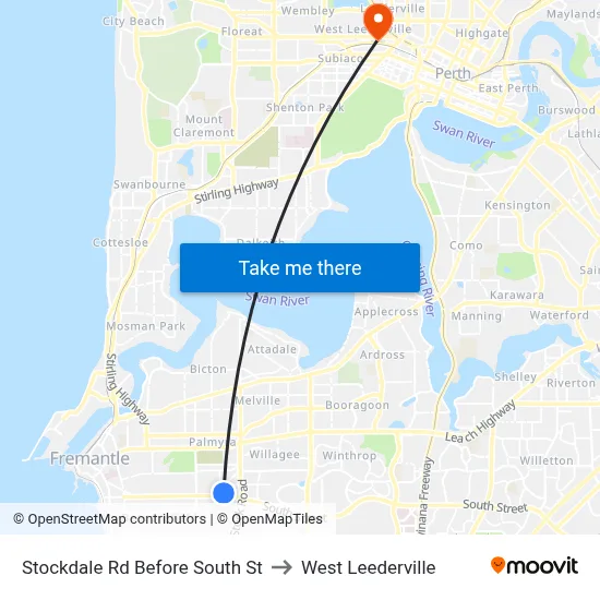 Stockdale Rd Before South St to West Leederville map
