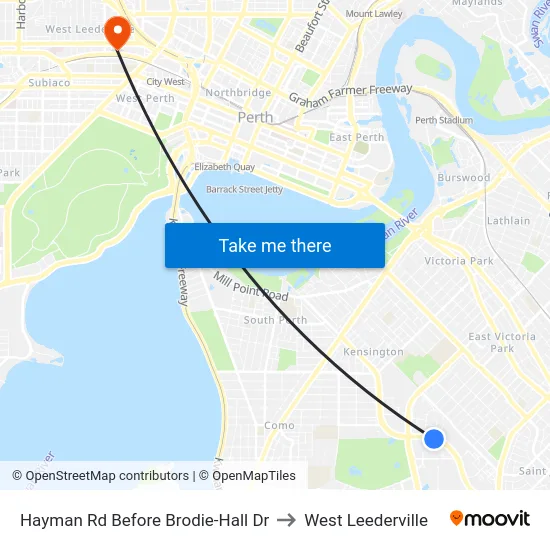 Hayman Rd Before Brodie-Hall Dr to West Leederville map