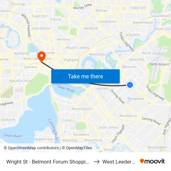 Wright St - Belmont Forum Shopping Ctr to West Leederville map