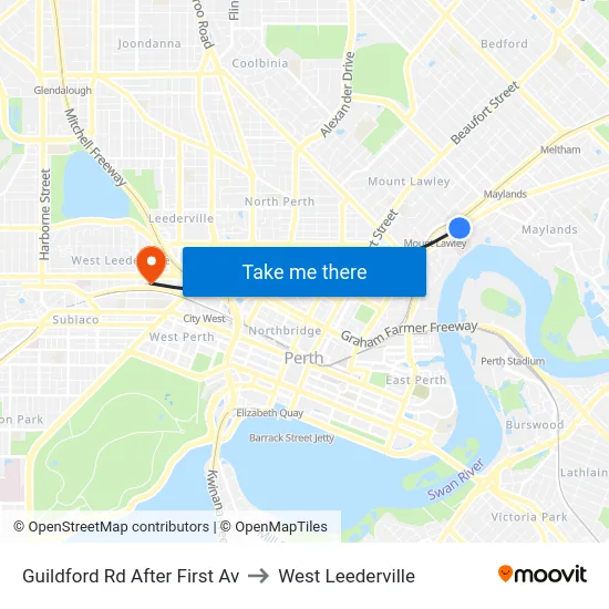 Guildford Rd After First Av to West Leederville map
