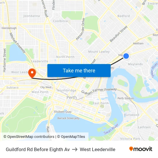 Guildford Rd Before Eighth Av to West Leederville map