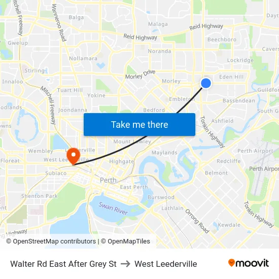 Walter Rd East After Grey St to West Leederville map