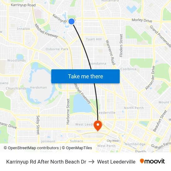 Karrinyup Rd After North Beach Dr to West Leederville map