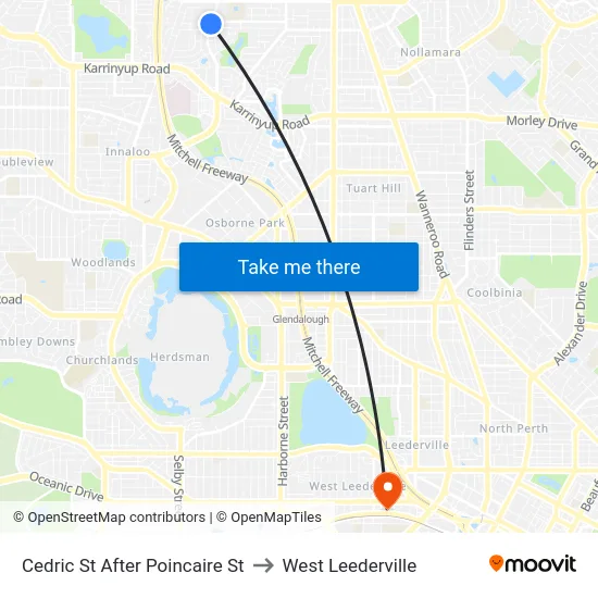 Cedric St After Poincaire St to West Leederville map
