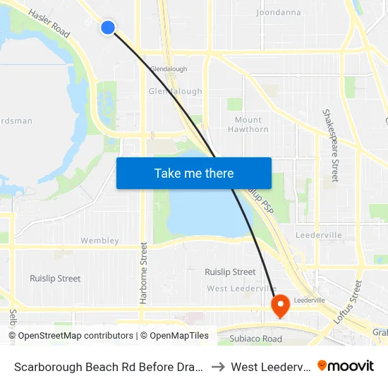 Scarborough Beach Rd Before Drake St to West Leederville map