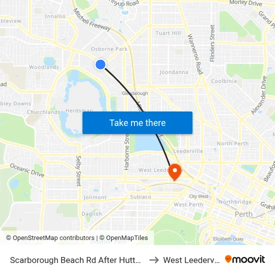 Scarborough Beach Rd After Hutton St to West Leederville map