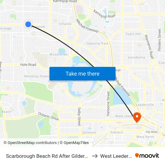 Scarborough Beach Rd After Gildercliffe St to West Leederville map