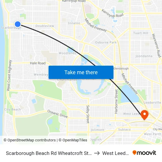 Scarborough Beach Rd Wheatcroft Street Cat Id 18 to West Leederville map