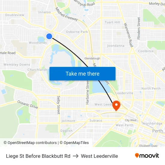 Liege St Before Blackbutt Rd to West Leederville map