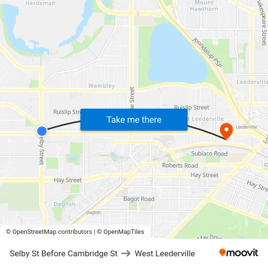Selby St Before Cambridge St to West Leederville map