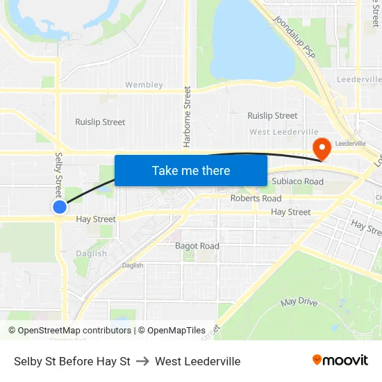 Selby St Before Hay St to West Leederville map